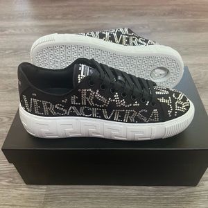 BRAND NEW Versace Crystal Logo Platform Sneakers, Size 39 (USA 8), Black